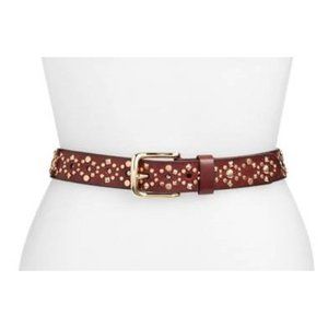 REBECCA MINKOFF Mara Studded Calfskin Leather Belt BURGUNDY RM100030C ( S )